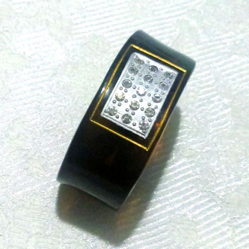 Faux Tortoise Shell Rhinestone Cuff Bracelet - Picture 2 of 7